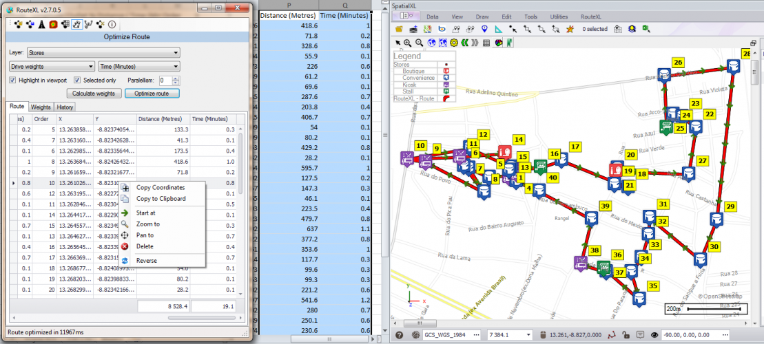 RouteXL optimized routing map
